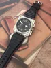 Ny stil mode stil kvarts kronograf torg svart urtavla 46mm klockklockor brun l￤der remmar armbandsur