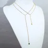 Neu angekommen 2mm CZ Tenniskette Halskette mit Herzquadratanhänger Gold plattiert y Form Statement Punkstil Schmuck für Frauen Lady261b