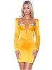 Sıradan elbiseler pembe sarı renk 2022 bahar moda kadınlar uzun kollu seksi bodycon mini elbise parıltılı elmas gece kulübü parti dresscasual