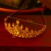 Headpieces Arab Women Wedding Gift Water Drop Green Red Rhinestone Hair Jewelry Bridal Crown Moroccan Fashion Luxury Gold HeaddressHeadpiece