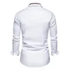 PARKLEES 秋のチェック柄パッチワークフォーマルシャツ男性スリム長袖白ボタンアップシャツドレスビジネスオフィス Camisas 220401