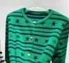 608 L 2022 Runway Summer Brand Same Style Sweater Cardigan Crew Neck Long Sleeve Green Women's Sweaters fangle