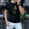 G Letter Bee Haftowe cekinowa koszulka T-shirt męskie koszulki z krótkim rękawem 2022 Nowy O-Neck Mężczyzna Luxury Trendy Man Ubranie 4xl Y220630