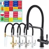 Poiqihy Pure Water Filter Köksfall Dra ned filtrerade kranar Svart mässing Kran Dual Handle Spout Cold Mixer Tap 220401