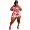 Plus Size XL-5XL Tracksuits For Women Summer Sexy Sleeveless Crop Tank Top And Shorts Yoga Outfits 2 Piece Set Sportwear