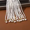 Sommar ny naturlig sötvatten pärla 26 initialer hänge halsband 18k guld löstagbar benkedja kedja mode all-match smycken