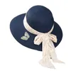 Berets Elegant Women Summer Beach Sand Wide Brim Sun Hat Panama Passion Colours Bow Ribbon Straw HatBerets