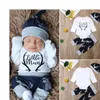 Baby Boys Christmas Set Clothes Girls Deer Print Long Sleeve Romper Pants Hat Outfits 3pcs Newborn Xams272K3723202