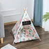 Pet Tent House Dog Bed Portable Removable Washable Teepee Puppy Cat Indoor Outdoor Kennels Cave with Cushion and Blackboard 220323