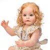 55 cm full kropp silikon återfödd prinsessan småbarn flicka dockor stämmer med rotat hår handdetailed paiting waterproof bebe leksaker 220505