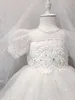 customized Kids Girls Wedding Dress with Headdress Dresses Fashion Children Girl party Bow clothing high quality h7727872