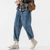 Jeans masculin American rétro Men Summer Street Street Ruffian beau pantalon lâche décontracté droit harajuku vintage denim en détresse 4