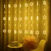 Strängar 2,5 m LED Snowflake Curtain String Lights AC220V EU Plug Christmas Outdoor/Indoor Decoration Garland för Xmas Wedding Hallowenled