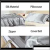 Ensembles de literie Fournitures Textiles de maison Jardin Satin Soie Textile King Size Ensemble de lit Vêtements Couette ER Drap plat Drop Livraison 2021 Kz4Px Kujcy