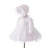 Girl's Dresses 2PCS Baby Girl White Red Balls Double Bows Christening Gown Baptism Princess Wedding Party Dress For Born