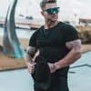 Gym T-shirt Men Short Sleeve Tshirt Sports Slim Fit Tee Shirt Male Fitness Bodybuilding Workout Summer Clothing