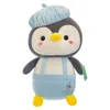 Jouet en peluche pingouin créatif à sangle, mignon dessin animé peintre pingouin poupée fille oreiller