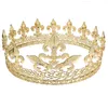 Barroco Vintage Royal King Crown para homens Full Round Sliver Big Gold Tiaras e coroas Prom Party Traje Acessórios de cabelo Homens H220414