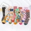 Chaussettes pour hommes Bas pour femmes Peinture à l'huile amusante pour hommes et couleur Géométrique Creative Coton désossé en gros pour hommes