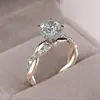 Sparkling Women 925 Pierścień srebrny dwukrotne 18K Rose Gold Pierścień Sapphire Princess Wedding Połączenie zaręczynowe Związek Związek Zachętny