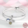 925 Silver Fit Pandora Charm 925 Bracelet Moon Sun Star Galaxy Dangle charms set Pendant DIY Fine Beads Jewelry