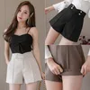 Plus size pakken shorts shorts vrouwen zomer hoge taille vast zwart kantoor werk dames zak grijs brede poot broek s-xl 220427