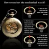 Relógios de bolso relógios de captura vintage sem captura de tampa mecânica automática de desbaste romano automático Relógio pingente de bronze grossa ChainPocket