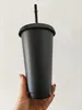 Sublimation Cups 24oz/710ml mug blank Plastic Tumbler Reusable Drinking Flat Bottom Cup Pillar Shape Lid Straw Customizable logo