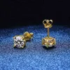 RealColor VVS Moissanite Stud Sterling Silver 2Ct Diamond Wedding Earrings 14k Yellow Gold Jewelry Women Earring3305340