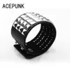 Wide Punk Rivet Leather Bracelets Rock 4 Rows Square Nails Wristband Adjustable Size Jewelry Bracelets & Bangle