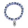 Ny Populär Antik Silver Plated Animal Charm Armband Blå Evil Eye Beads Smycken för Män Kvinnor Present