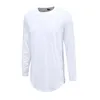 T-shirts pour hommes T-shirt à col rond pour hommes Couleur unie Hip Hop Swag Automne Manches courtes Fermeture à glissière latérale Casual Tops Tee Male Curve Hem Clothingmen