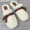 Autumn winter bow knot mules slippers sandals unique knotted design saddle bag mule design perfect combination fashion indoor and outdoor plush shoes