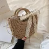 Borse a tracolla Estate fatta a mano per le donne Borsa da donna in paglia intrecciata da spiaggia Avvolta a forma di luna Borse con manico superiore Totes W41-01Shoulder