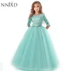 Princess Lace Dress Kids Flower Embroidery For Girls Vintage Children es Wedding Party mal Ball Gown 14T 220426