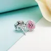 Pink cherry blossoms Stud Earrings Authentic 925 Sterling Silver Women Girls Wedding Gift with Original box for Pandora flower earrings