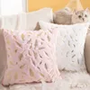 Pillow Case Topfinel Cushion Covers Ins Flannel Golden Feather Throw Pink Pillow Cover For Bed Sofa Multicolor White 45x45cm 220623