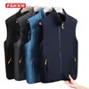 FGKKS Spring Autumn Men Casual Vest Jacket Solid Color Stand Collar Polar Fleece Fishing Vandring Par Varm kappa Male 220727