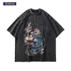 T-shirts dos homens hip hop tshirt streetwear homem anime personagem gráfico impresso angustiado t camisa 2022 harajuku oversize lavado camiseta topo te