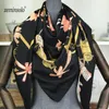 Bufanda de seda 100, chales grandes para mujer, estolas con estampado Floral, Bandana cuadrada, pañuelo de marca de lujo, bufandas Foulard femenino 130 130cm