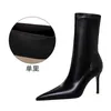 Boots Fashion Simple Thin Heel High Shallow Mouth Pointed Sexy Slim Short Boots Women Motorcycle 220820