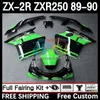 Corps de moto pour KAWASAKI NINJA ZX2R ZXR250 ZX 2R 2 R R250 ZXR 250 89-98 Carrosserie 8DH.78 ZX2 R ZX-2R ZXR-250 89 90 ZX-R250 1989 1990 Kit de carénage complet stock vert