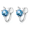 Clip-on & Screw Back Silver Color Blue Zircon Deer Shape Clip Earrings Jewelry For Women Wedding JewelryClip-on Odet22