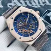 Oak Self -Wind Watches Men Automatic Mechanical 42mm Hollow Skeleton Gold Rose Gold 316L in acciaio inossidabile Orologi da polso 7467397