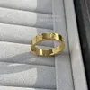 18K 3.6mm Love Ring v Gold Material لن تتلاشى أبدًا خاتمًا ضيقًا بدون ميدان علامات تجارية فاخرة رسمية مع عدادات مربع الخواتم هدية رائعة