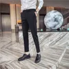 Top kwaliteit mannen jurk broek formele slijtage mode lente solide slim fit casual business office broek 36-28 zwart / grijs 220330