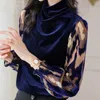 Зимние женщины Print Velor Blouse Рубашка Женщины Топы Пуловер С Длинным Рукавом Блузка Женщины Blusas Mujer de Moda Blouses Femme E87 220407