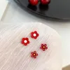 Stud doce adorável metal vermelho amor brincos de flores Conjunto de imitação irregular Pérola