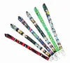 Sangles de téléphone portable Charmes en gros 20pcs Cartoon Lanyard Clip de sangle de cou Bande noire pour carte d'identité de clé de voiture Porte-badge de téléphone portable # 32