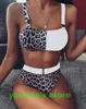 Sport bikini kostym hög midja leopard mönster panel ett stycke genombrutna bandage sexig Pentagram transparent bälte badkläder split set yakuda